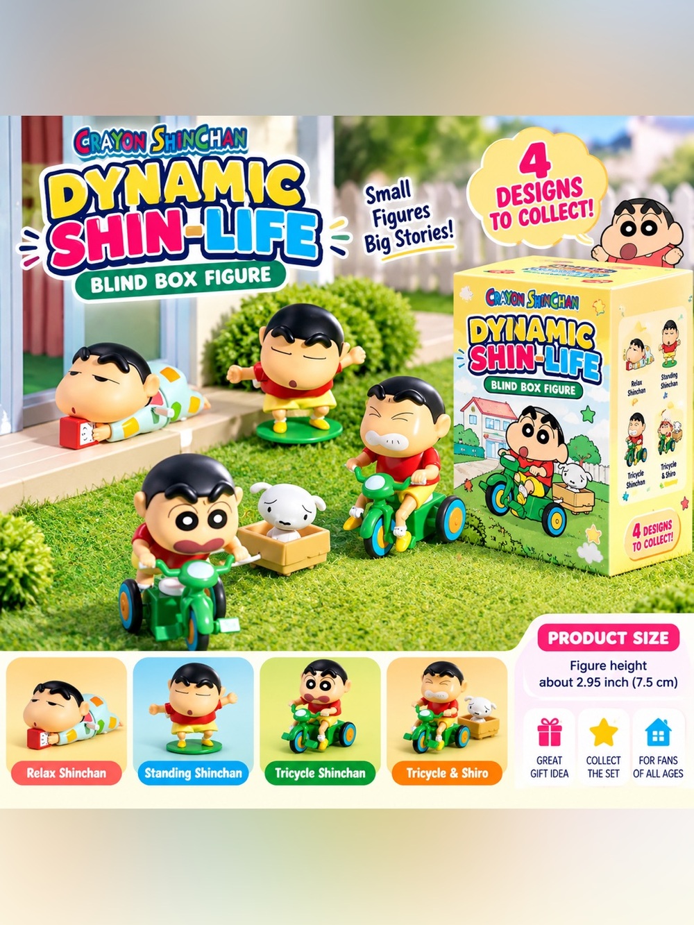 52TOYS Crayon Shin-chan Dynamic SHIN-Life Blind Box – 1 Random Figure – New Seal